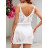 Robe de Plage Courte Ajourée à Taille Élastique en Couleur Solide - Blanc S | US 4