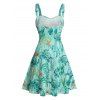 Vacation Allover Starfish Turtle Marine Print Belted Mini Dress And Short Sleeve Shirt Matching Outfit - Vert clair S | US 4