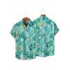 Vacation Allover Starfish Turtle Marine Print Belted Mini Dress And Short Sleeve Shirt Matching Outfit - Vert clair S | US 4