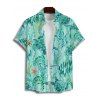 Vacation Allover Starfish Turtle Marine Print Belted Mini Dress And Short Sleeve Shirt Matching Outfit - Vert clair S | US 4