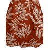 Mini Robe de Vacances Hawaiien Feuille Tropicale Imprimée à Bretelle Fine - Rouge M | US 6