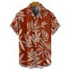 Chemise de Vacances Hawaïen Feuille Tropicale Imprimée Partout à Manches Courtes - Rouge M