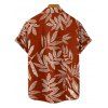 Chemise de Vacances Hawaïen Feuille Tropicale Imprimée Partout à Manches Courtes - Rouge M