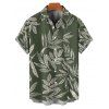 Chemise de Vacances Hawaïen Feuille Tropicale Imprimée Partout à Manches Courtes - Vert profond 5XL