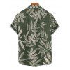 Chemise de Vacances Hawaïen Feuille Tropicale Imprimée Partout à Manches Courtes - Vert profond 5XL