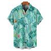 Chemise de Plage Goutte D'Eau Flottante Flottante Feuille Elliptique Imprimée à Manches Courtes - Vert clair 5XL