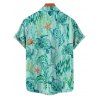 Chemise de Plage Goutte D'Eau Flottante Flottante Feuille Elliptique Imprimée à Manches Courtes - Vert clair 5XL