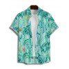 Chemise de Plage Goutte D'Eau Flottante Flottante Feuille Elliptique Imprimée à Manches Courtes - Vert clair 5XL