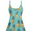 Mini Robe de Vacances Hawaïen Ananas Imprimé à Bretelle Fine à Col V - Vert clair XXXXXL | US 20