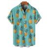 Chemise de Vacances Hawaïen Boutonnée Ananas Imprimé à Manches Courtes - Vert clair 5XL