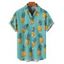 Chemise de Vacances Hawaïen Boutonnée Ananas Imprimé à Manches Courtes - Vert clair 5XL