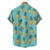 Chemise de Vacances Hawaïen Boutonnée Ananas Imprimé à Manches Courtes - Vert clair 5XL