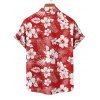 Chemise de Vacances Fleurie Imprimée Boutonnée à Manches Courtes - Rouge 5XL