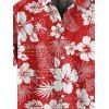 Chemise de Vacances Fleurie Imprimée Boutonnée à Manches Courtes - Rouge 5XL