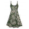 Allover Tropical Leaf Print V Neck Spaghetti Strap Mini Dress And Shirt Hawaii Vacation Matching Outfit - Vert profond S | US 4