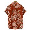 Allover Tropical Leaf Print V Neck Spaghetti Strap Mini Dress And Shirt Hawaii Vacation Matching Outfit - Rouge S | US 4