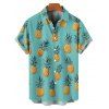 Pineapple Print V Neck Spaghetti Strap Mini Hawaii Vacation Dress And Short Sleeve Shirt Matching Outfit - Vert clair S | US 4