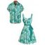 Vacation Allover Startfish Turtle Marine Print Belted Mini Dress And Short Sleeve Shirt Matching Outfit - Vert clair S | US 4