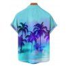 Ombre Tropical Print Skirtini Bikini Swimsuit And Short Sleeve Shirt Vacation Outfit - Vert clair S | US 4