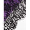 Allover Flower Print Lace Mesh Overlay Corset Belt Cami Dress And Open Front Crop Jacket Rivets Zip Up Boots Outfit - Pourpre S | US 4