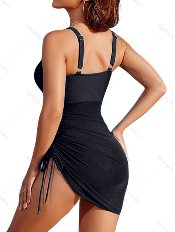 Maillot de Bain en Maille Transparente Plongeante Une-Pièce - Noir M | US 6
