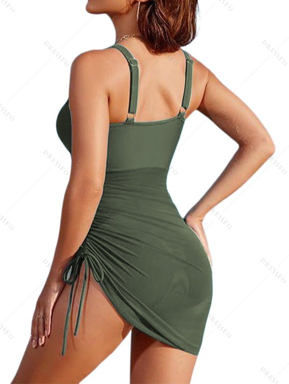 Maillot de Bain en Maille Transparente Plongeante Une-Pièce - Vert clair M | US 6