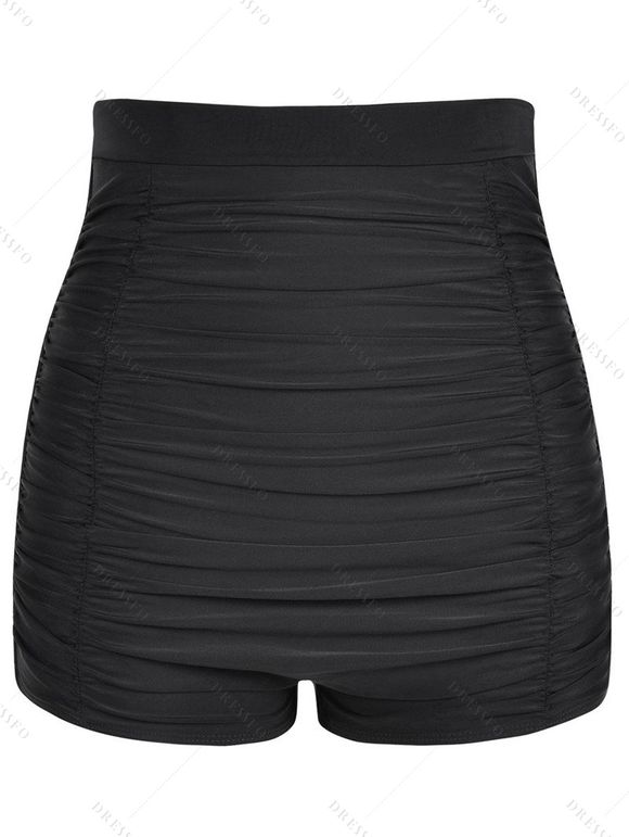 Bas de Maillot de Bain Court Plissé en Couleur Unie - Noir XL | US 10