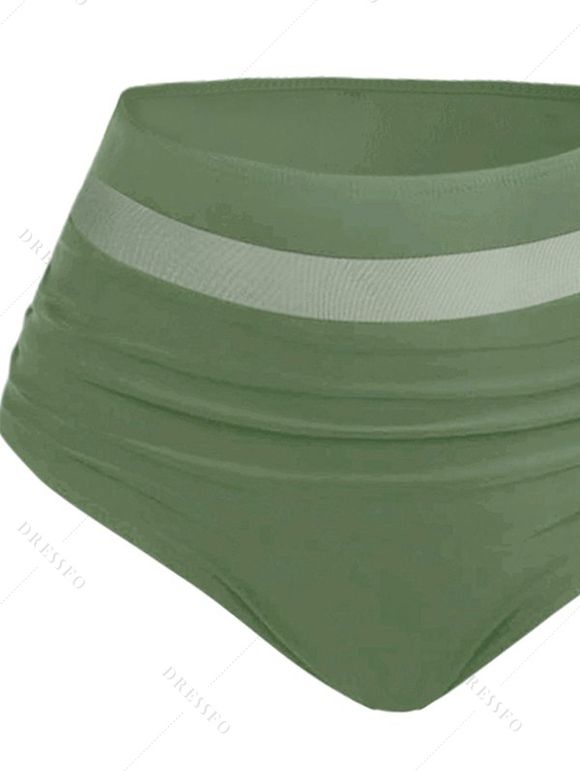 Maillot de Bain Bikini Panneau en Maille Transparente Deux Pièces à Col Plongeant - Vert profond XL | US 10