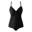 Maillot de Bain Tankini Tordu Plongeant à Taille Haute à Bretelle Ajustable Deux Pièces - Noir S | US 4