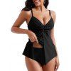 Maillot de Bain Tankini Tordu Plongeant à Taille Haute à Bretelle Ajustable Deux Pièces - Noir S | US 4