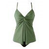 Maillot de Bain Tankini Tordu Plongeant à Taille Haute à Bretelle Ajustable Deux Pièces - Vert clair XL | US 10