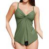 Maillot de Bain Tankini Tordu Plongeant à Taille Haute à Bretelle Ajustable Deux Pièces - Vert clair XL | US 10