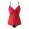 Maillot de Bain Tankini Tordu Plongeant à Taille Haute à Bretelle Ajustable Deux Pièces - Rouge XL | US 10