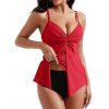 Maillot de Bain Tankini Tordu Plongeant à Taille Haute à Bretelle Ajustable Deux Pièces - Rouge XL | US 10