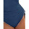 Maillot de Bain Croisé Festonné Brodé à Ourlet Contrasté Une-Pièce - Bleu profond XL | US 10