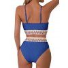 Maillot de Bain Tankini Côtelé Zigzag Imprimé Coloré à Taille Haute à Armature - Bleu profond S | US 4