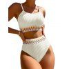 Maillot de Bain Tankini Côtelé Zigzag Imprimé Coloré à Taille Haute à Armature - Blanc XL | US 10