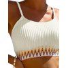 Maillot de Bain Tankini Côtelé Zigzag Imprimé Coloré à Taille Haute à Armature - Blanc XL | US 10