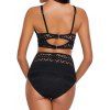 Maillot de Bain Bikini Superposé Découpé en Dentelle en Couleur Unie à Taille Haute Deux Pièces - Noir XL | US 10