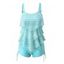 Maillot de Bain Tankini Superposé Evidé en Dentelle en Couleur Unie Deux Pièces - Vert clair S | US 4