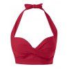 Maillot de Bain Bikini Ajustable Noué Tordu en Couleur Unie à Taille Haute Deux Pièces - Rouge foncé S | US 4