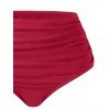 Maillot de Bain Bikini Ajustable Noué Tordu en Couleur Unie à Taille Haute Deux Pièces - Rouge foncé S | US 4