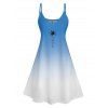 Robe de Vacances Ombre à Bretelles Spaghetti Imprimé Palmier - Bleu clair S | US 4