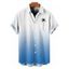 Chemise de Vacances Boutonnée Palmier Ombré Imprimé à Manches Courtes - Bleu clair M