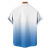 Chemise de Vacances Boutonnée Palmier Ombré Imprimé à Manches Courtes - Bleu clair M