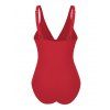 Maillot de Bain Panneau en Maille en Couleur Unie à Col Plongeant Une-Pièce - Rouge S | US 4