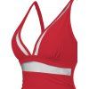 Maillot de Bain Panneau en Maille en Couleur Unie à Col Plongeant Une-Pièce - Rouge S | US 4