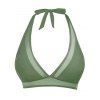 Maillot de Bain Bikini Panneau en Maille Transparente Deux Pièces à Col Plongeant - Vert profond XL | US 10