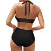 Maillot de Bain Bikini Panneau en Maille Transparente Deux Pièces à Col Plongeant - Noir S | US 4