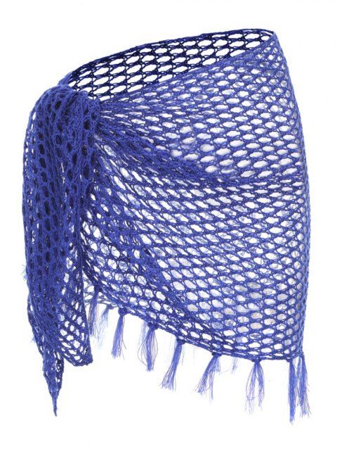 Jupe de Plage en Tricot Evidée en Couleur Unie à Frange Latérale